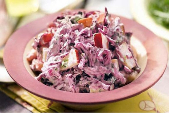 Red Slaw With Radish, Smoked Cheese and Lemon Yoghurt Dressing